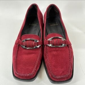 Stuart Weitzman Red Suede Loafers
